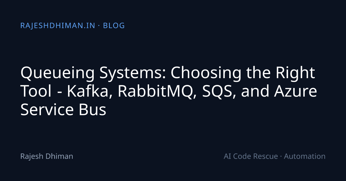 Queueing Systems: Choosing the Right Tool - Kafka, RabbitMQ, SQS, and ...
