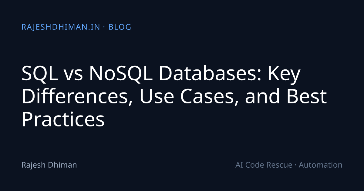 SQL vs NoSQL Databases: Key Differences, Use Cases, and Best Practices ...